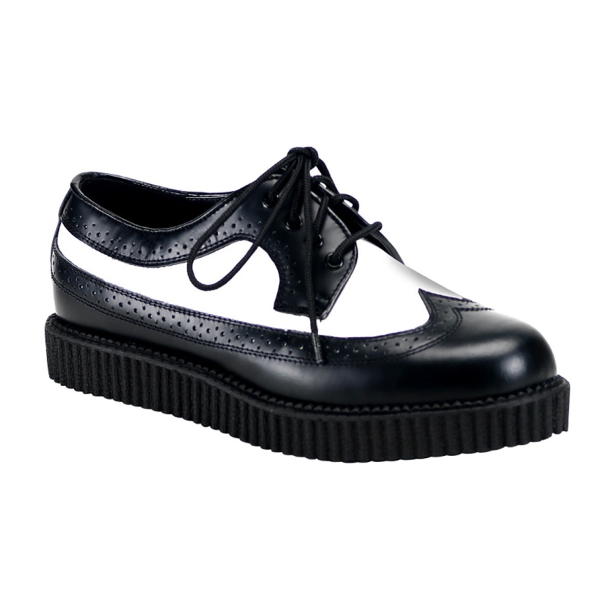 demonia_black_white_leather_creeper_608.jpg Demonia Black-White Leather Creeper-608 - Image 1