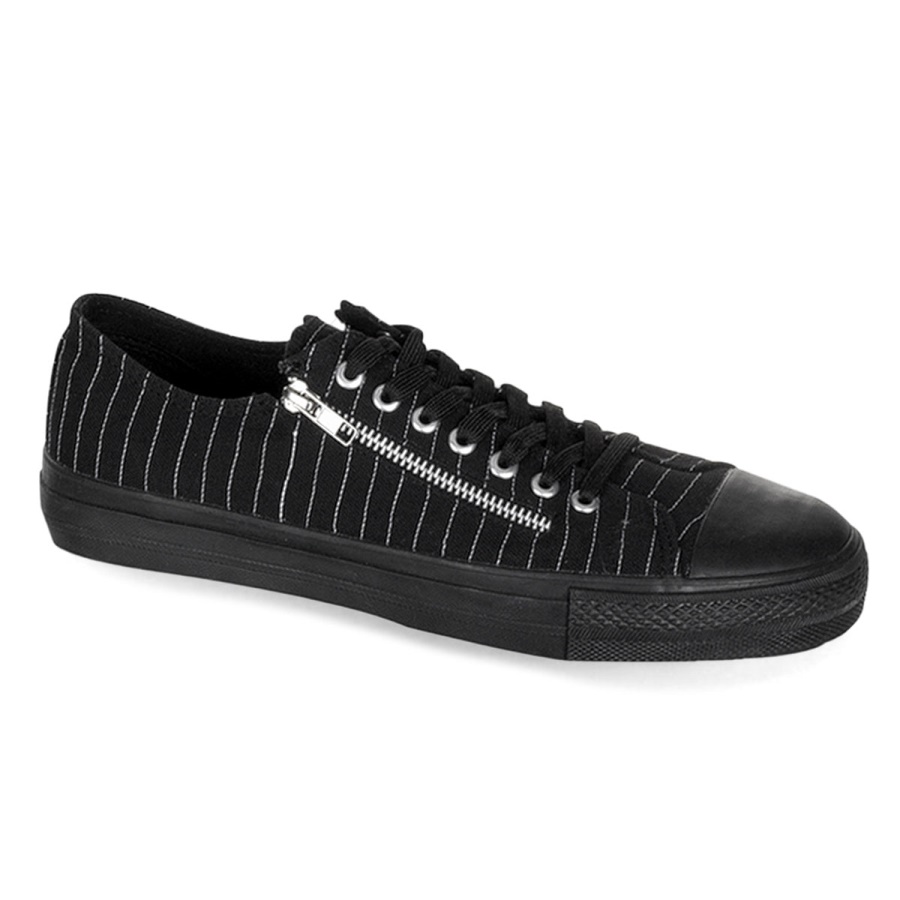 deviant_06_demonia_black_canvas_white_pinstripes.jpg Deviant-06 Demonia Black Canvas-White Pinstripes - Image 1