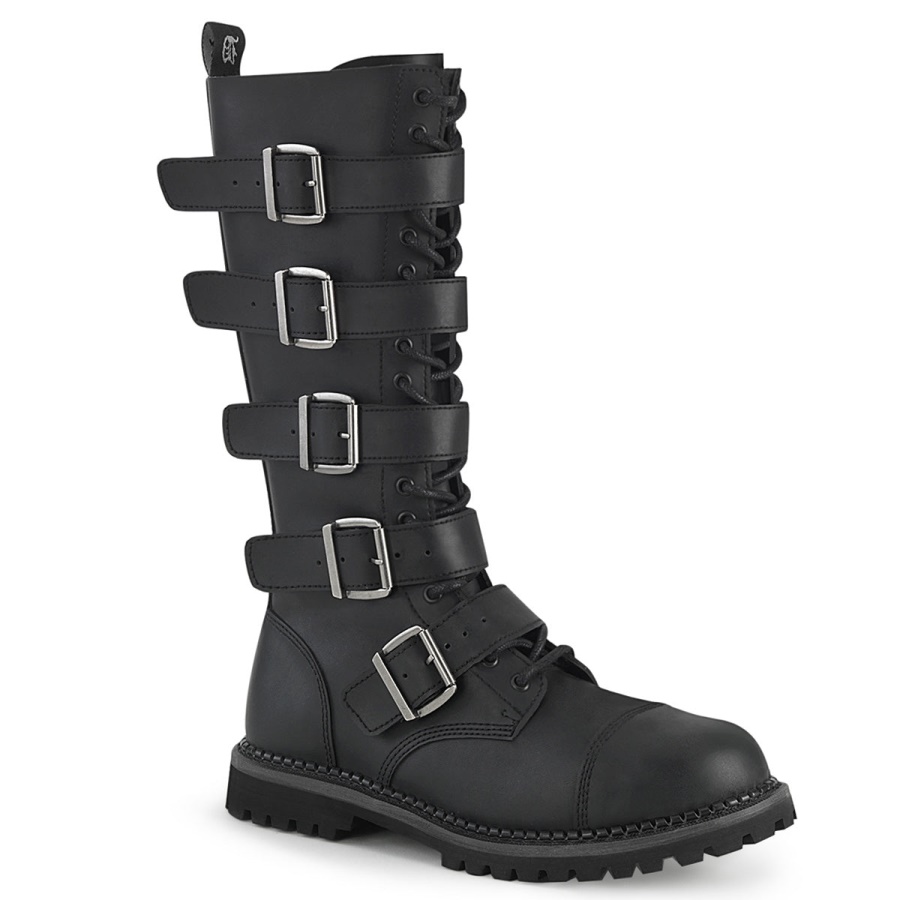 riot_18bk_demonia_black_vegan_leather.jpg Riot-18Bk Demonia Black Vegan Leather - Image 1