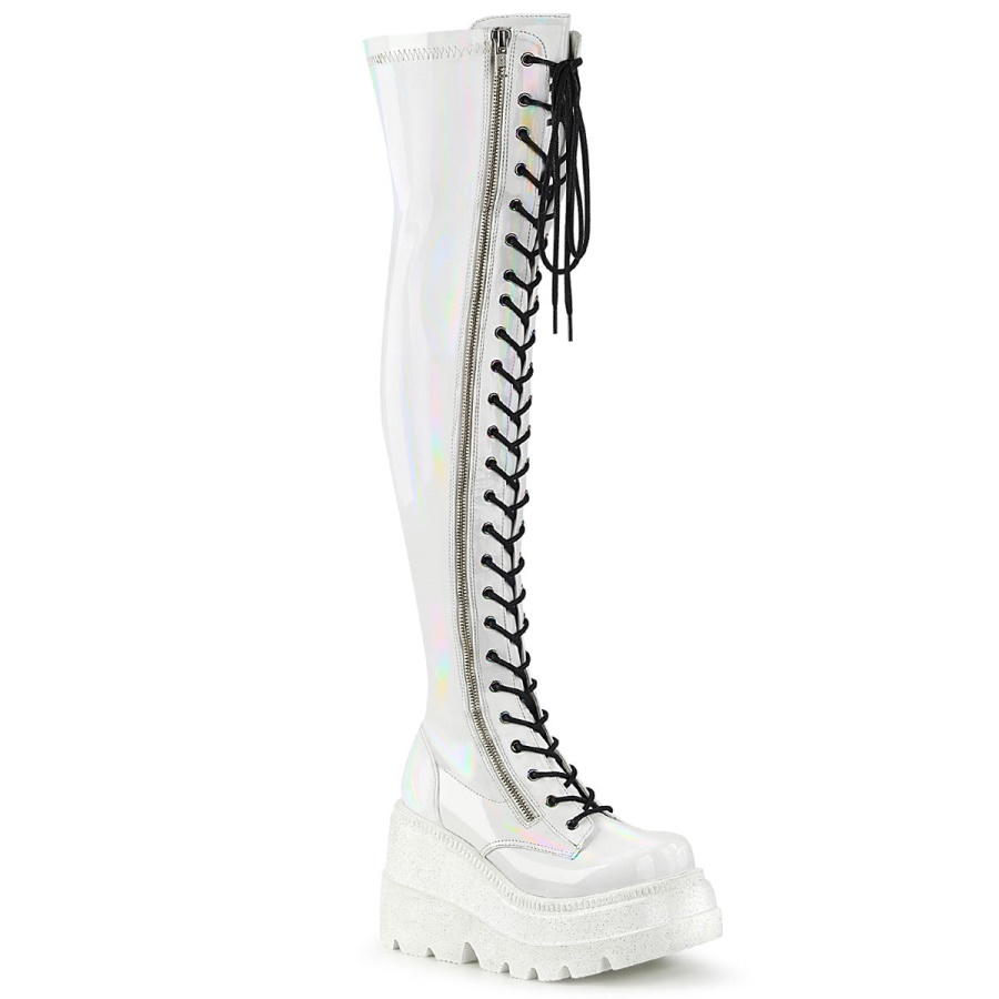 shaker_374_white_hologram_stretch_patent_demonia.jpg Shaker-374 White Hologram Stretch Patent Demonia - Image 1