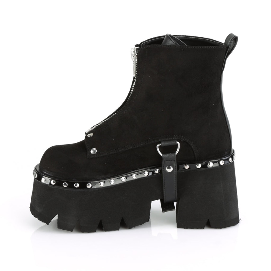 Ashes-100 Black Vegan Suede Demonia