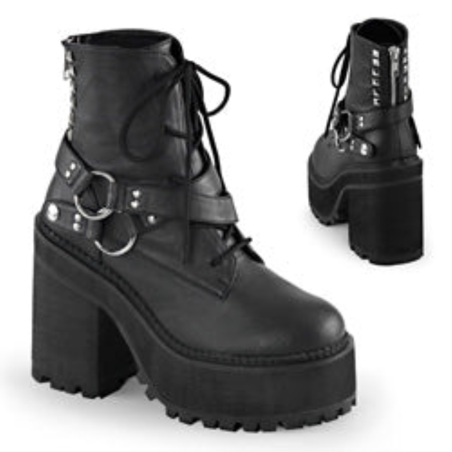 Assault-101 Black Vegan Leather Demonia