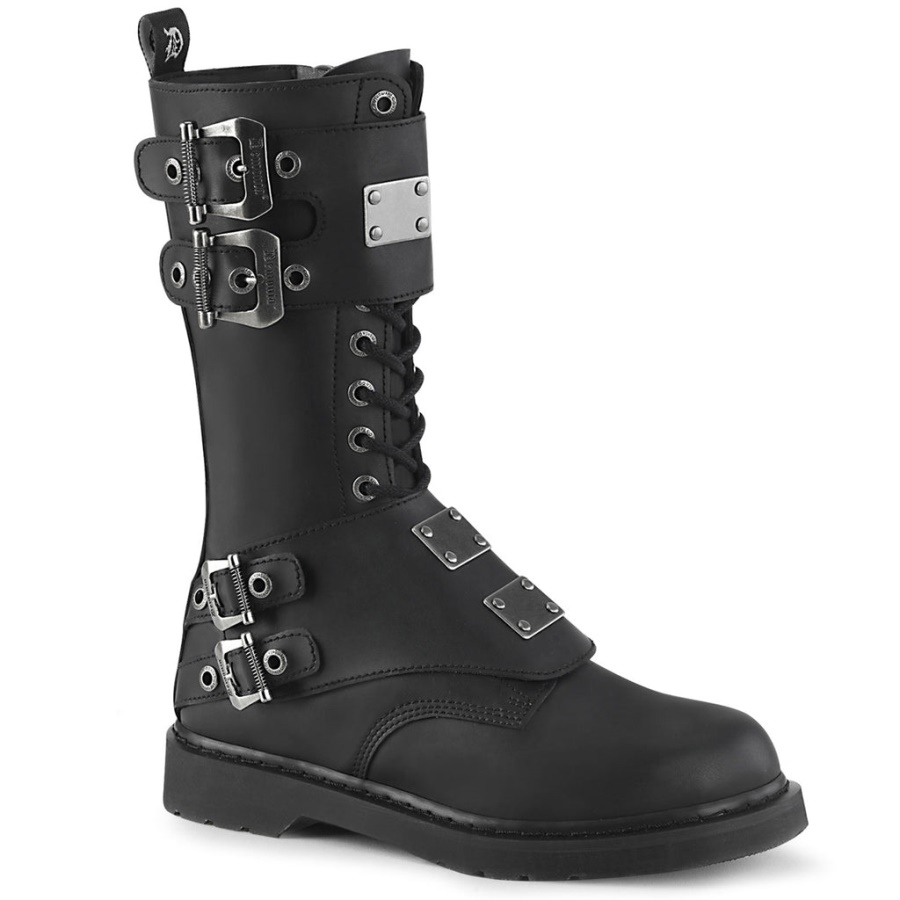 Bolt-345 Black Vegan Leather Demonia