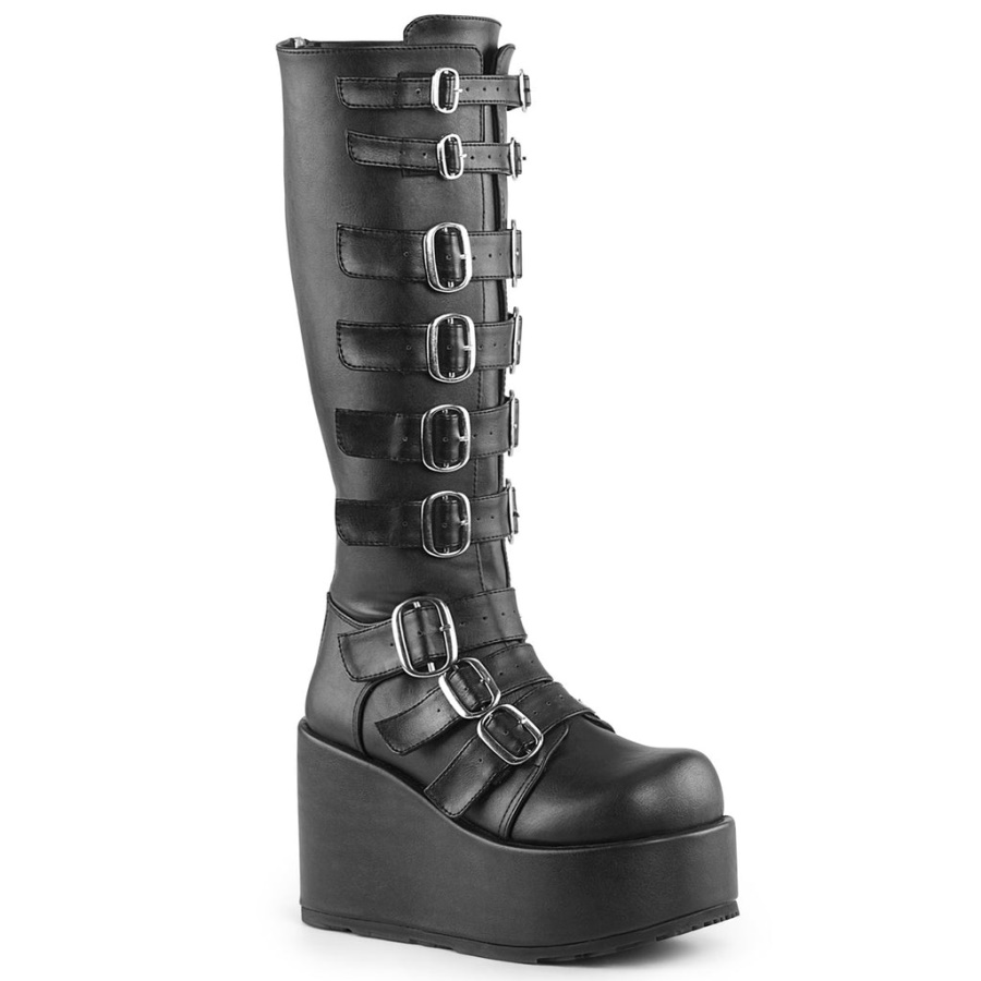 Concord-108 Black Vegan Leather Demonia