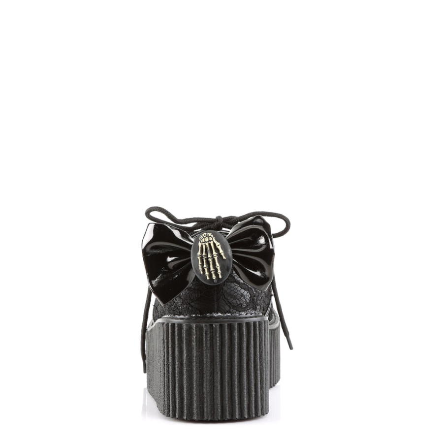Creeper-212 Demonia Black Vegan Leather-Lace