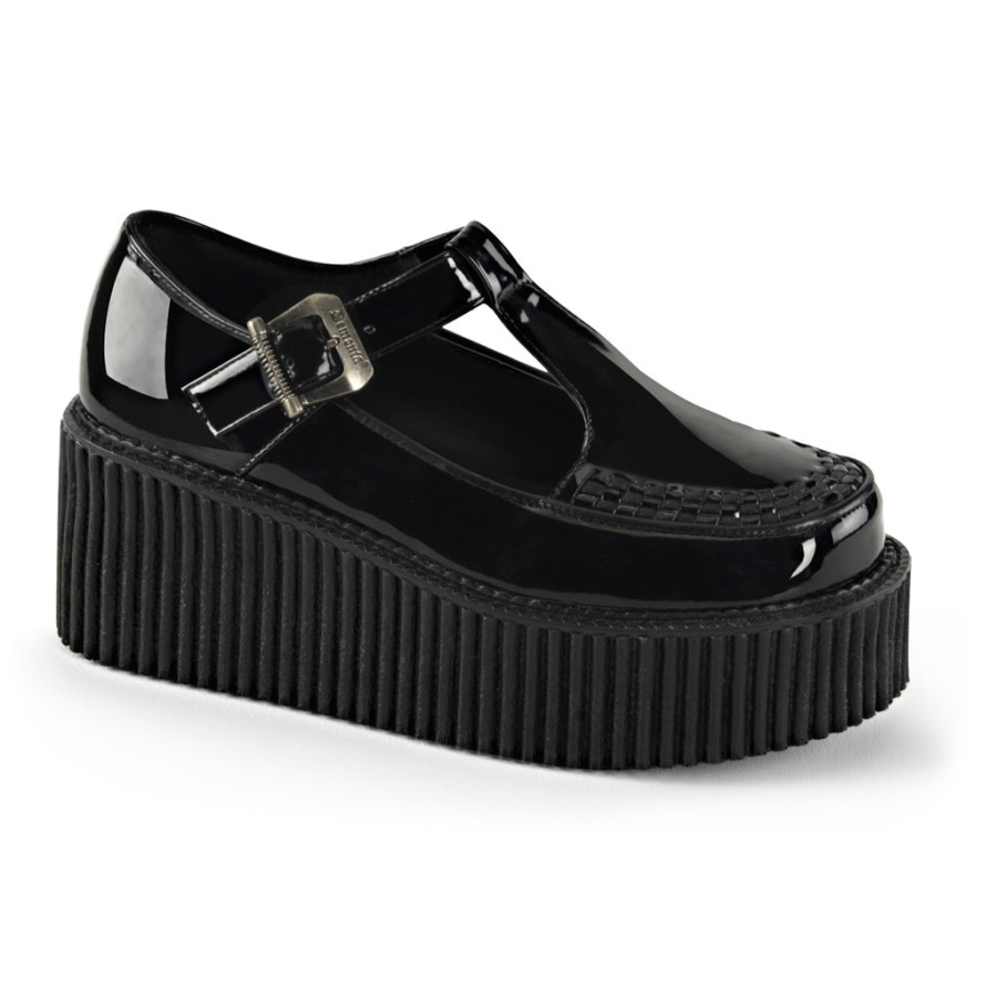 Creeper-214 Black Patent Demonia