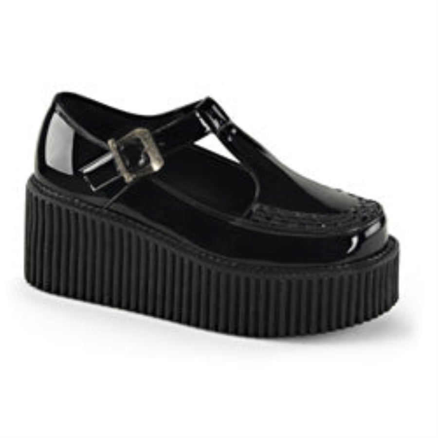 Creeper-214 Black Patent Demonia