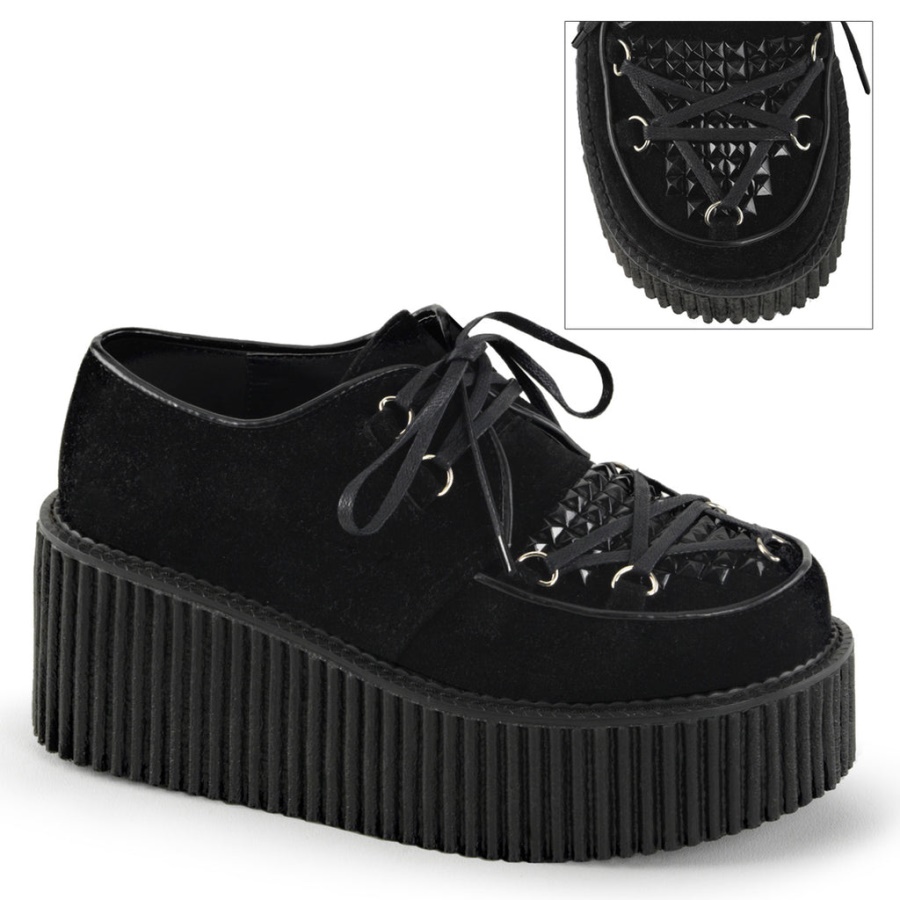 Creeper-216 Demonia Black Vegan Suede