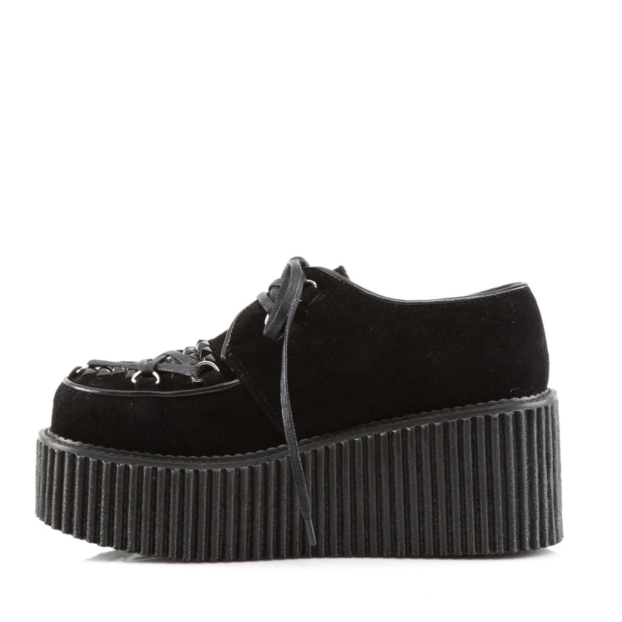 Creeper-216 Demonia Black Vegan Suede