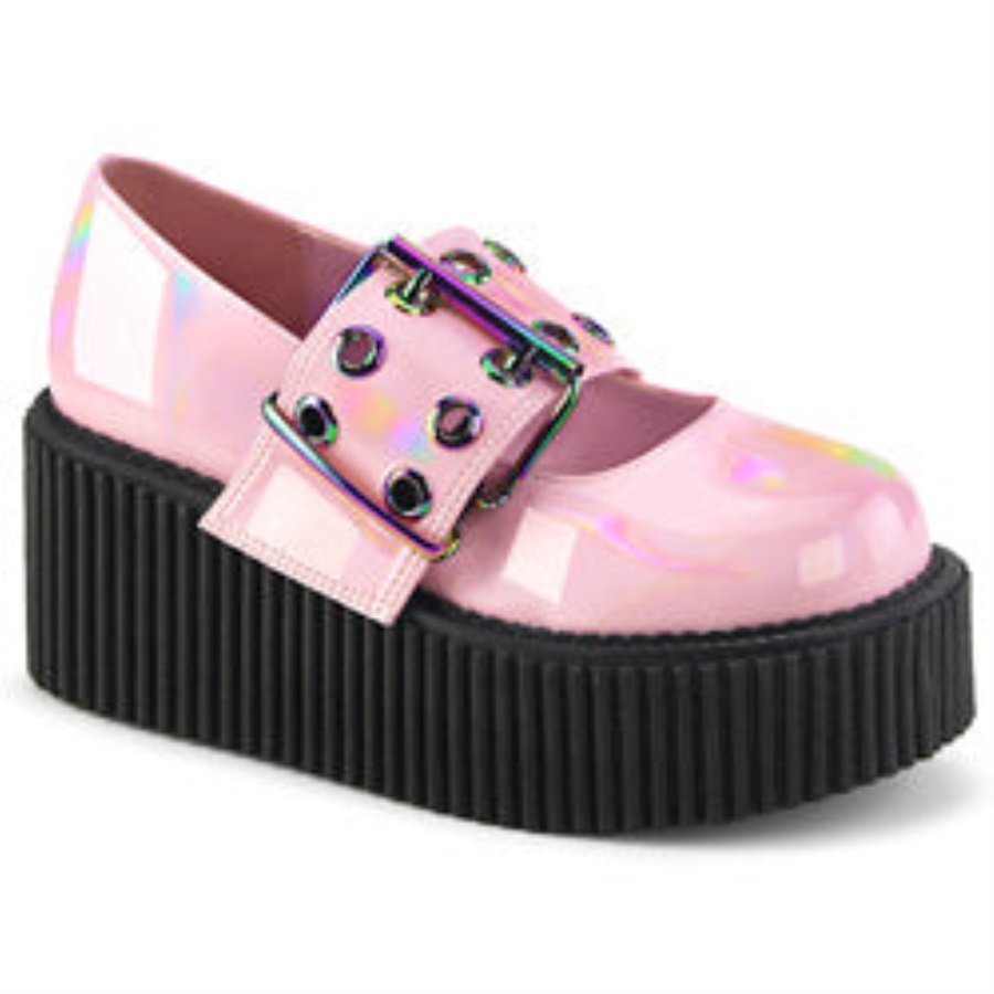 Creeper-230 Demonia Baby Pink Holo Patent