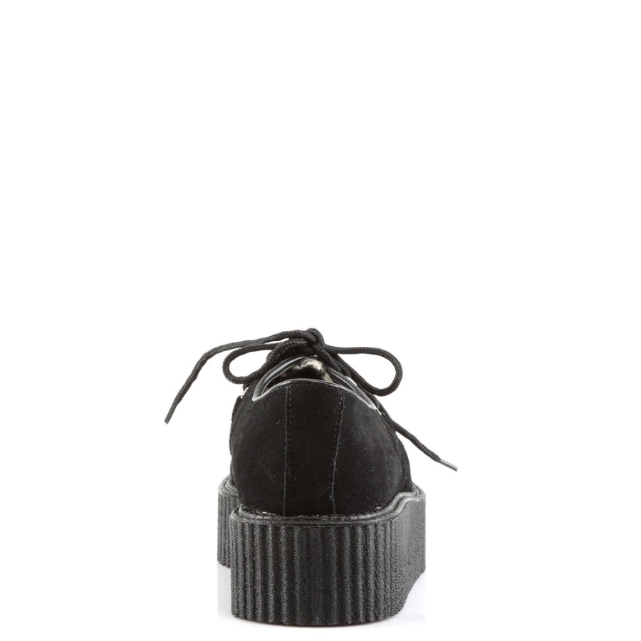 Creeper-400 Demonia Black Suede-Cheetah Fur