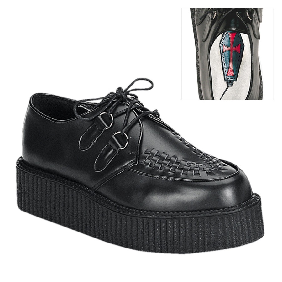 Creeper-402 Black Leather Demonia