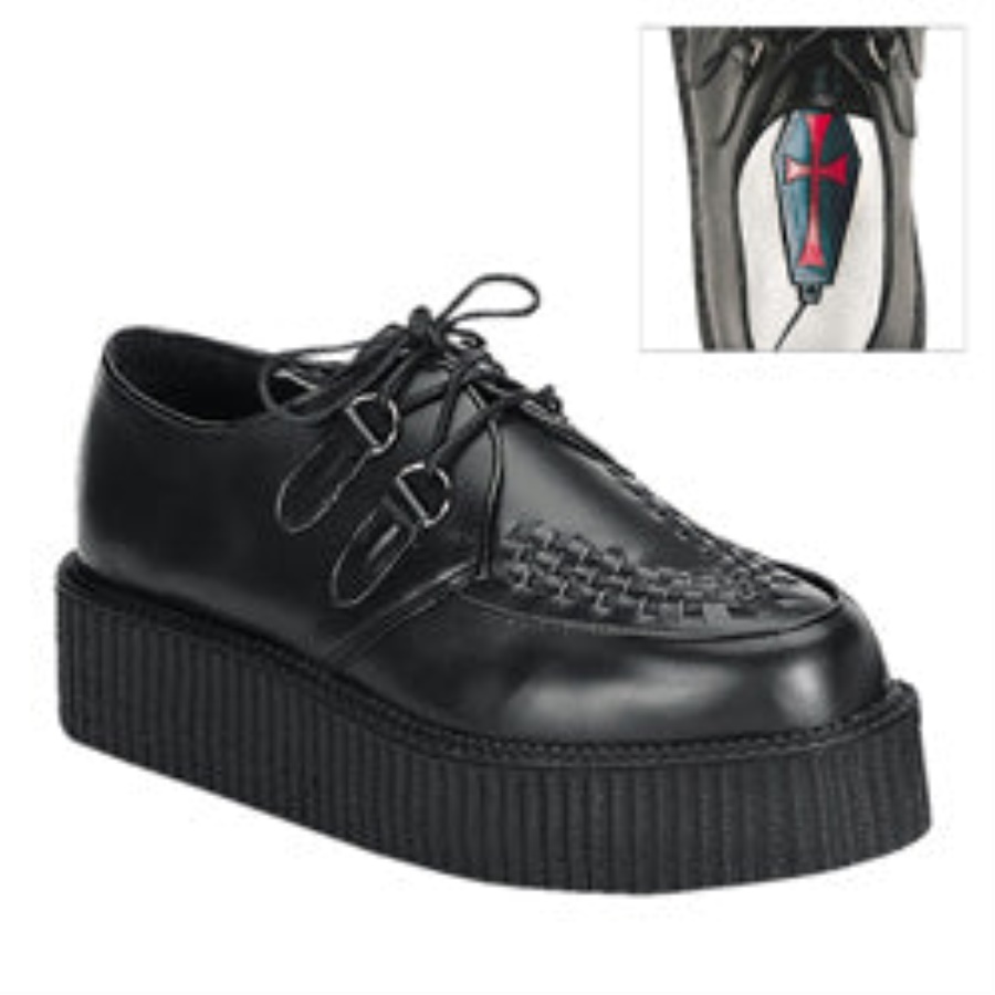 Creeper-402 Black Leather Demonia