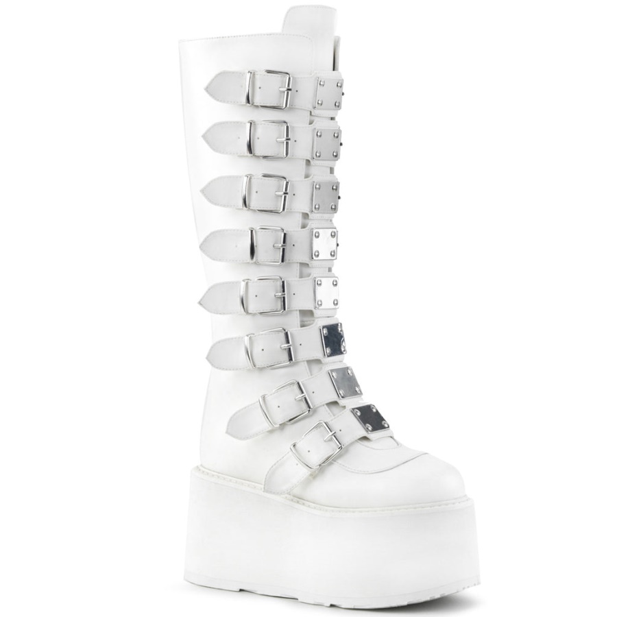 Damned-318 Demonia White Vegan Leather