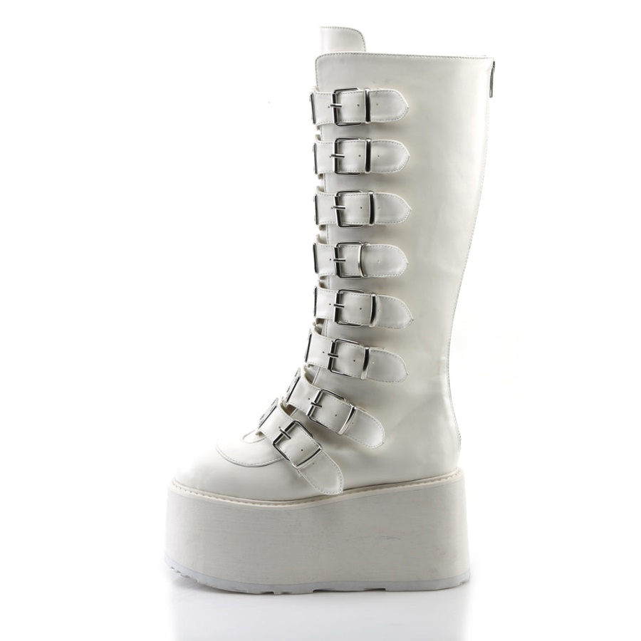 Damned-318 Demonia White Vegan Leather