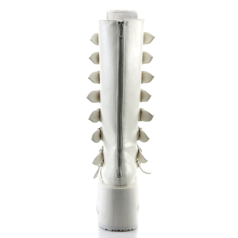 Damned-318 Demonia White Vegan Leather