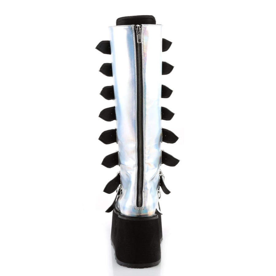 Damned-318 Silver Hologram Vegan Leather Demonia