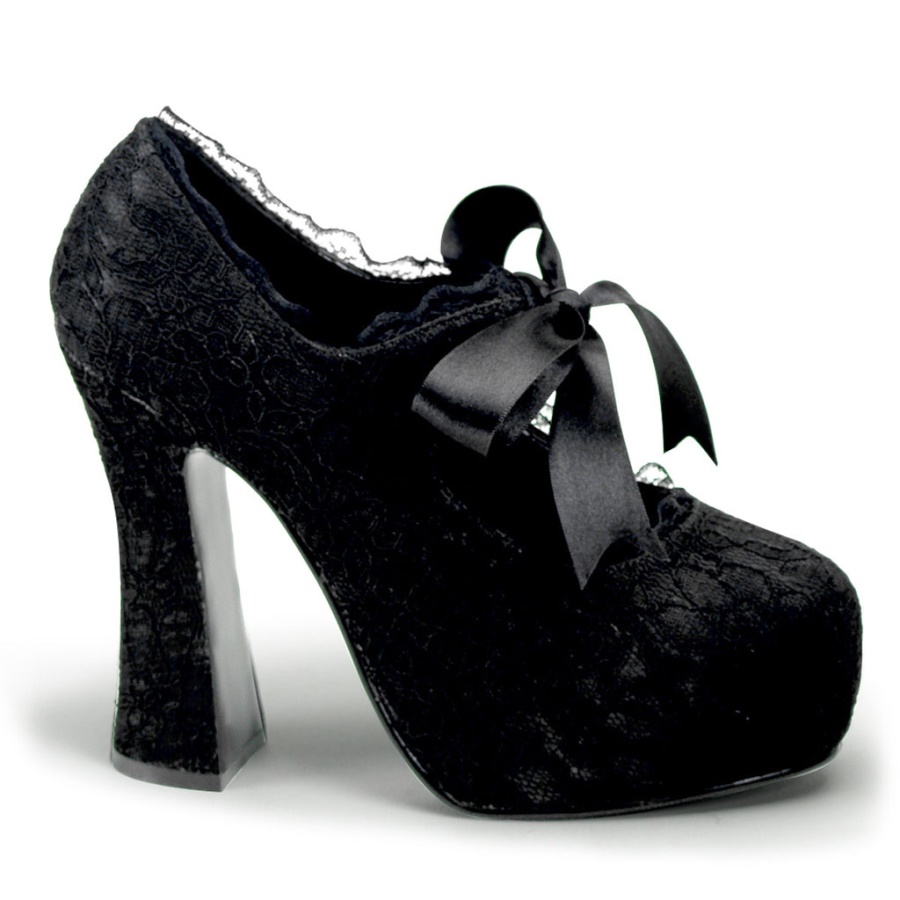 Demon-11 Black Satin-Black Lace Demonia