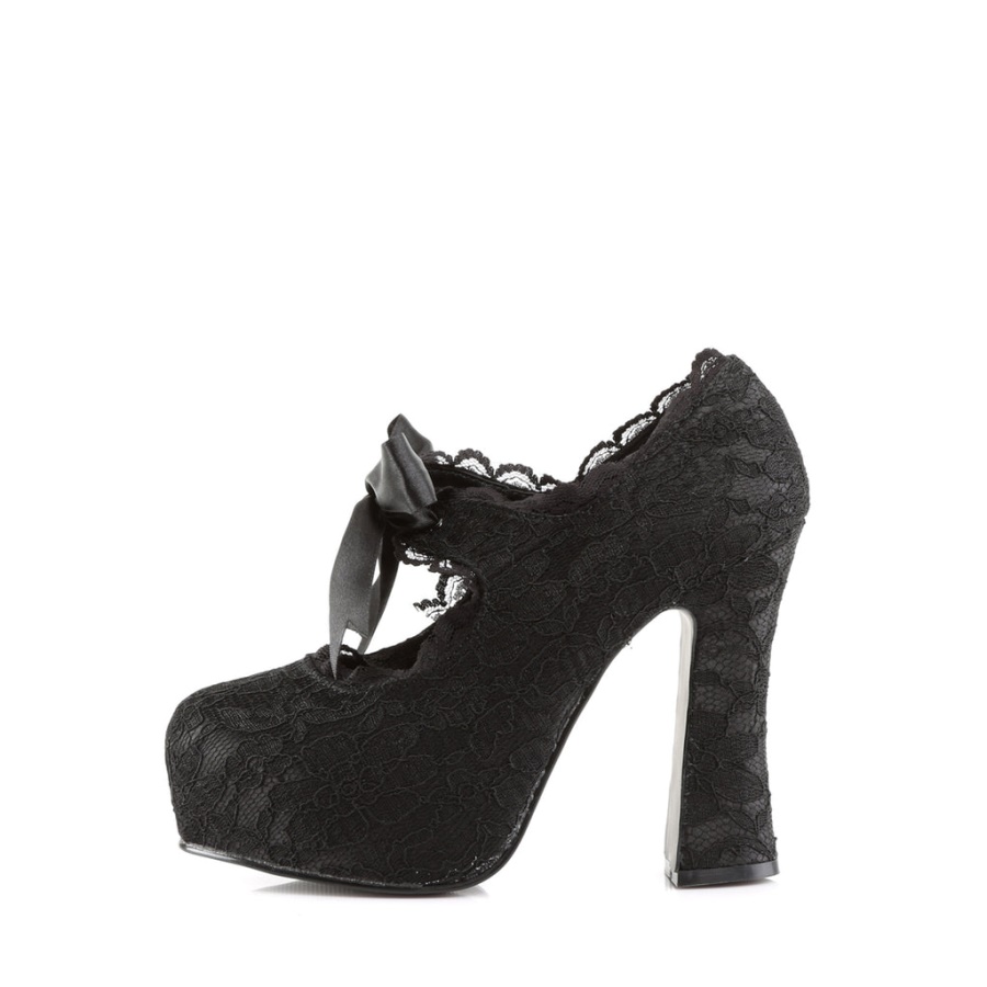 Demon-11 Black Satin-Black Lace Demonia