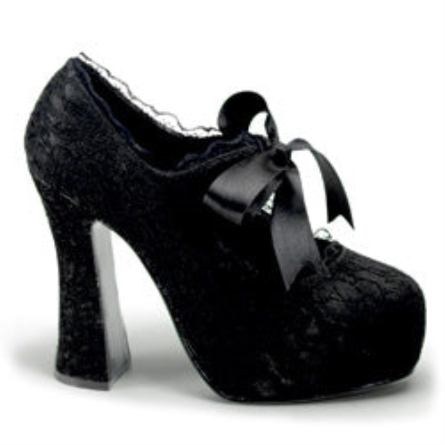 Demon-11 Black Satin-Black Lace Demonia