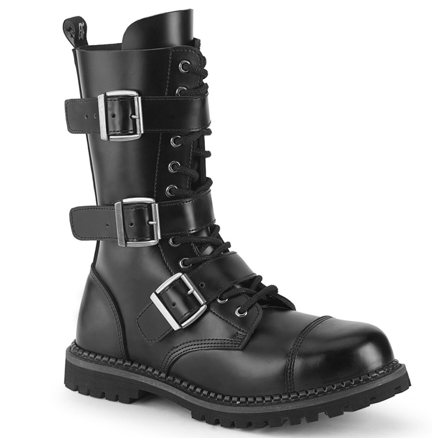 Demonia Black Leather Riot-12Bk