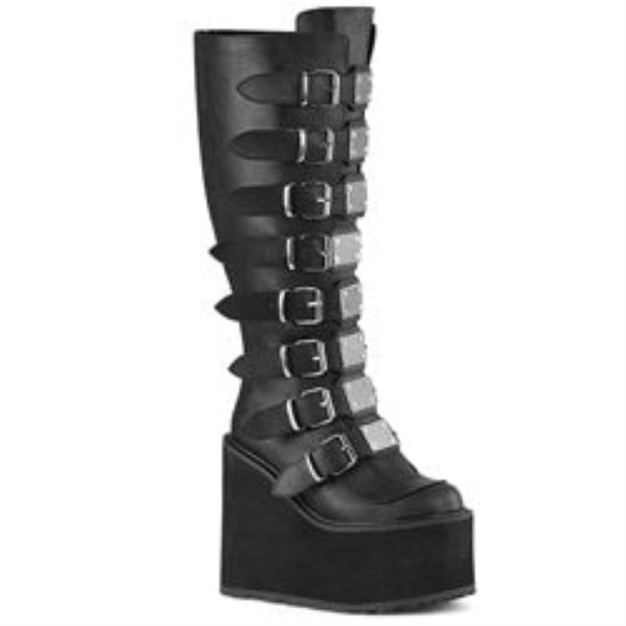 Demonia Black Vegan Leather Swing-815Wc