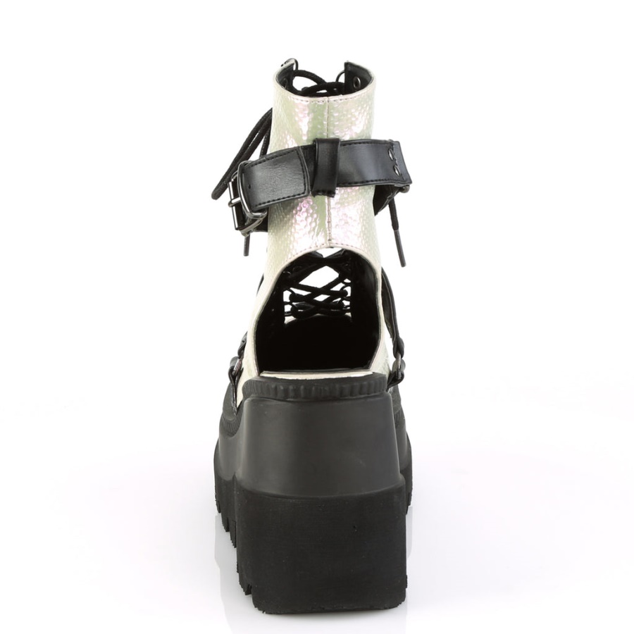 Demonia White Faux Suede Violet-100