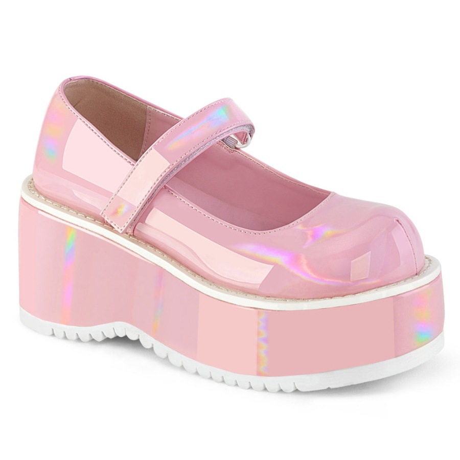 Dollie-01 Demonia Baby Pink Holo Patent