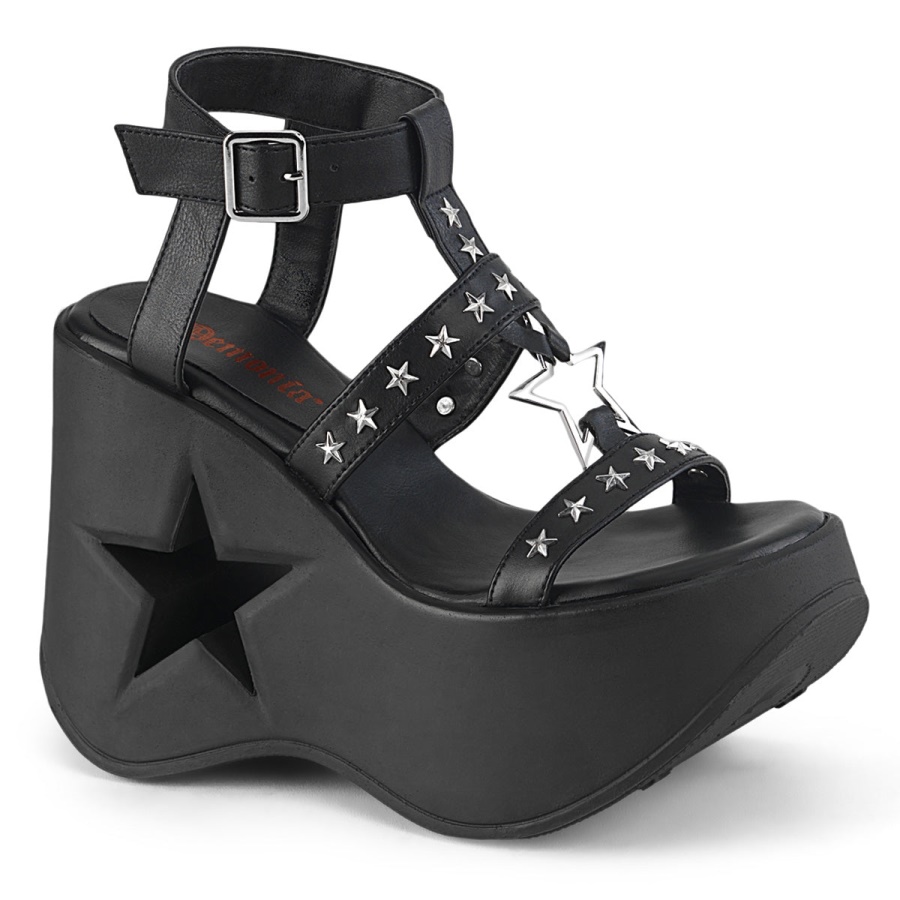 Dynamite-12 Demonia Black Vegan Leather