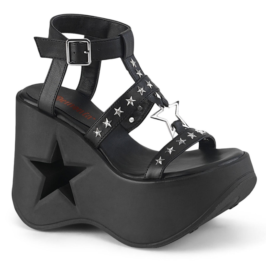 Dynamite-12 Demonia Black Vegan Leather
