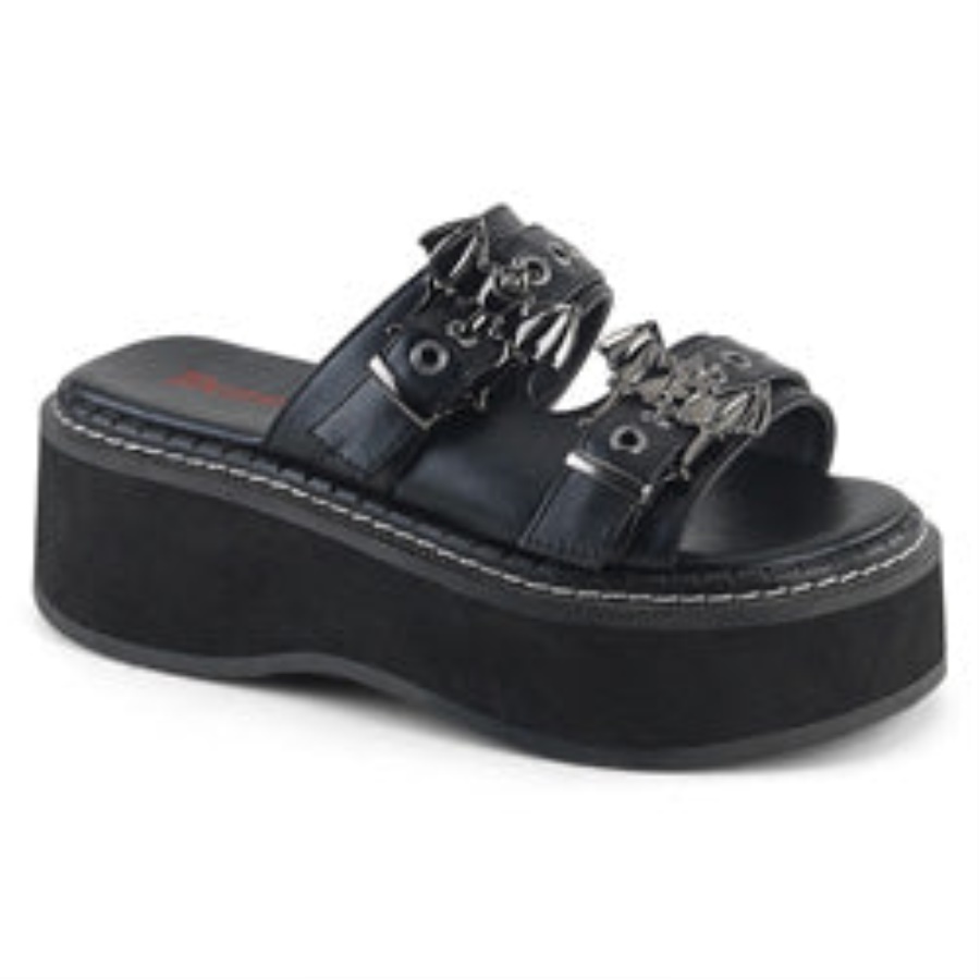 Emily-100 Demonia Black Vegan Leather