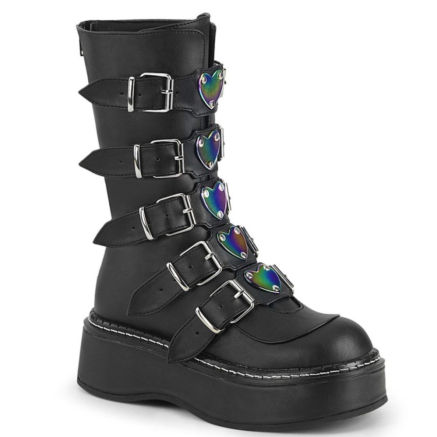 Emily-330 Demonia Black Vegan Leather