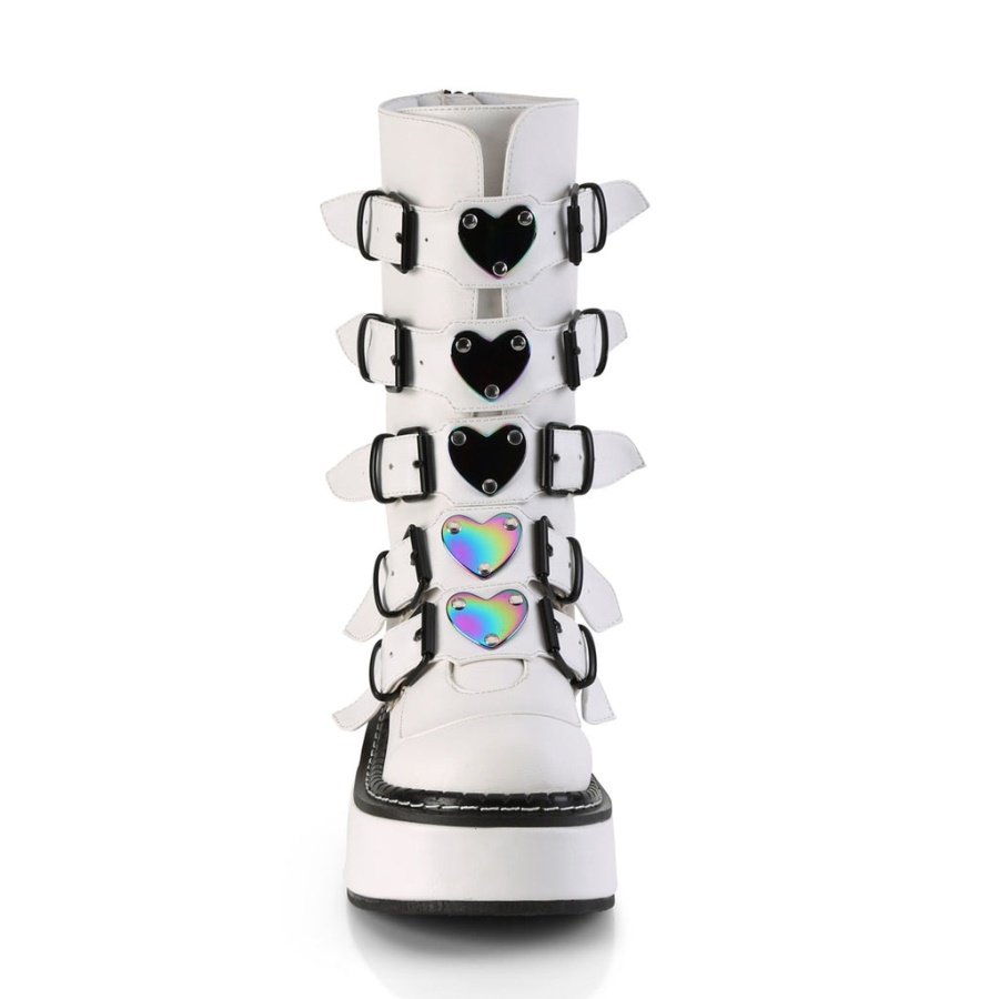 Emily-330 White Vegan Leather Demonia