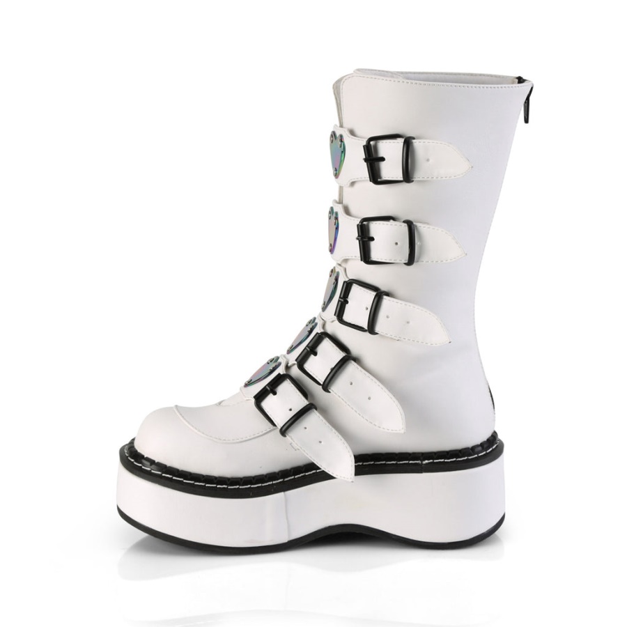 Emily-330 White Vegan Leather Demonia