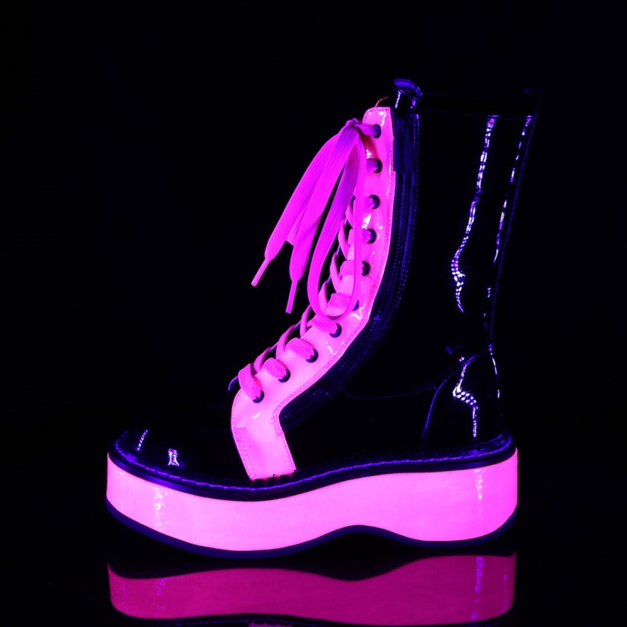 Emily-350 Demonia Black U V Neon Pink