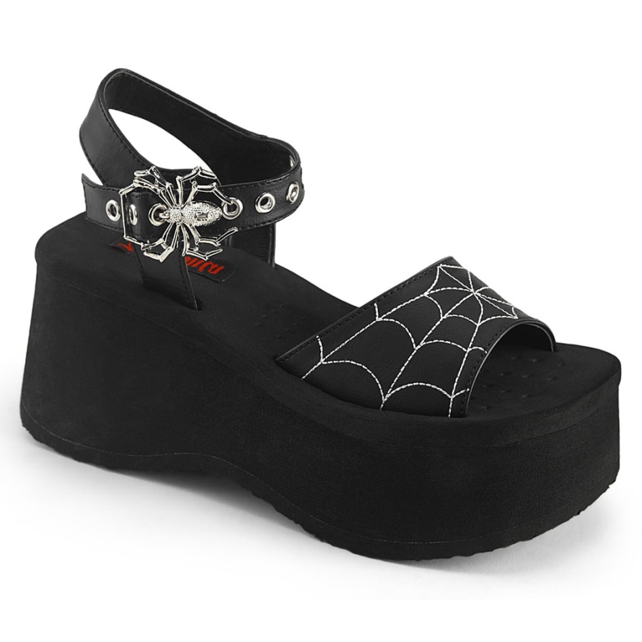 Funn-10 Black Vegan Leather Demonia