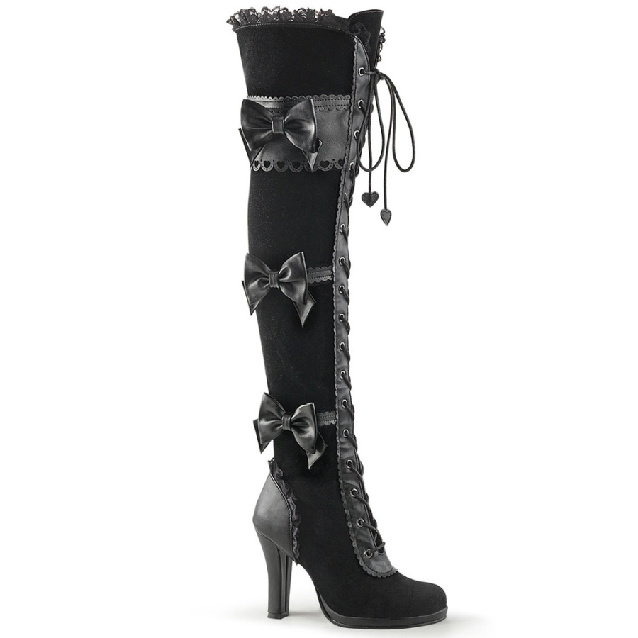 Glam-300 Demonia Black Vegan Leather-Velvet
