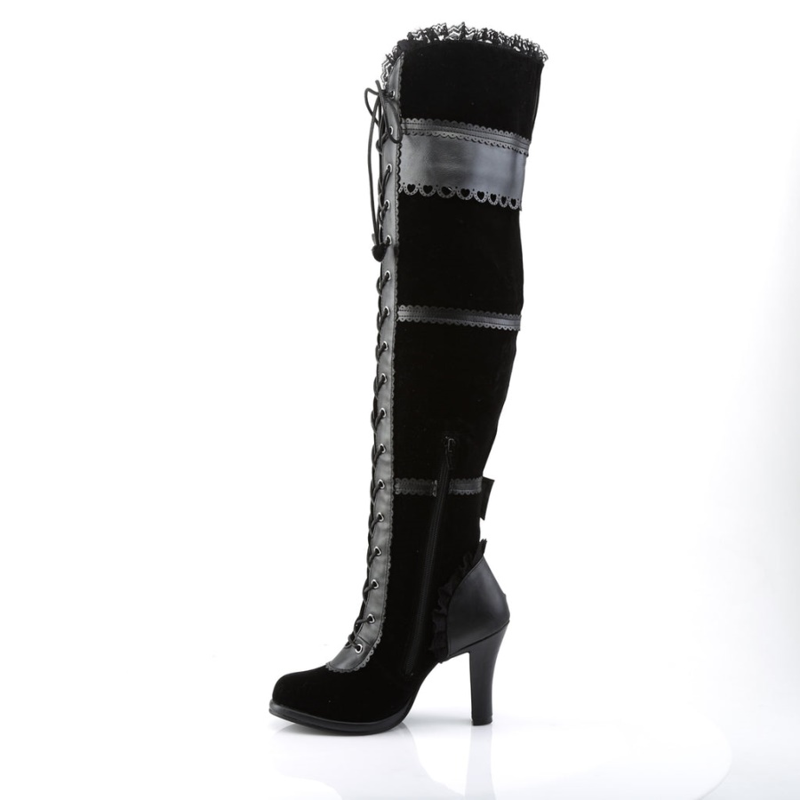 Glam-300 Demonia Black Vegan Leather-Velvet