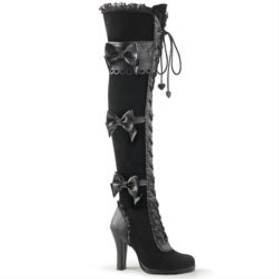 Glam-300 Demonia Black Vegan Leather-Velvet