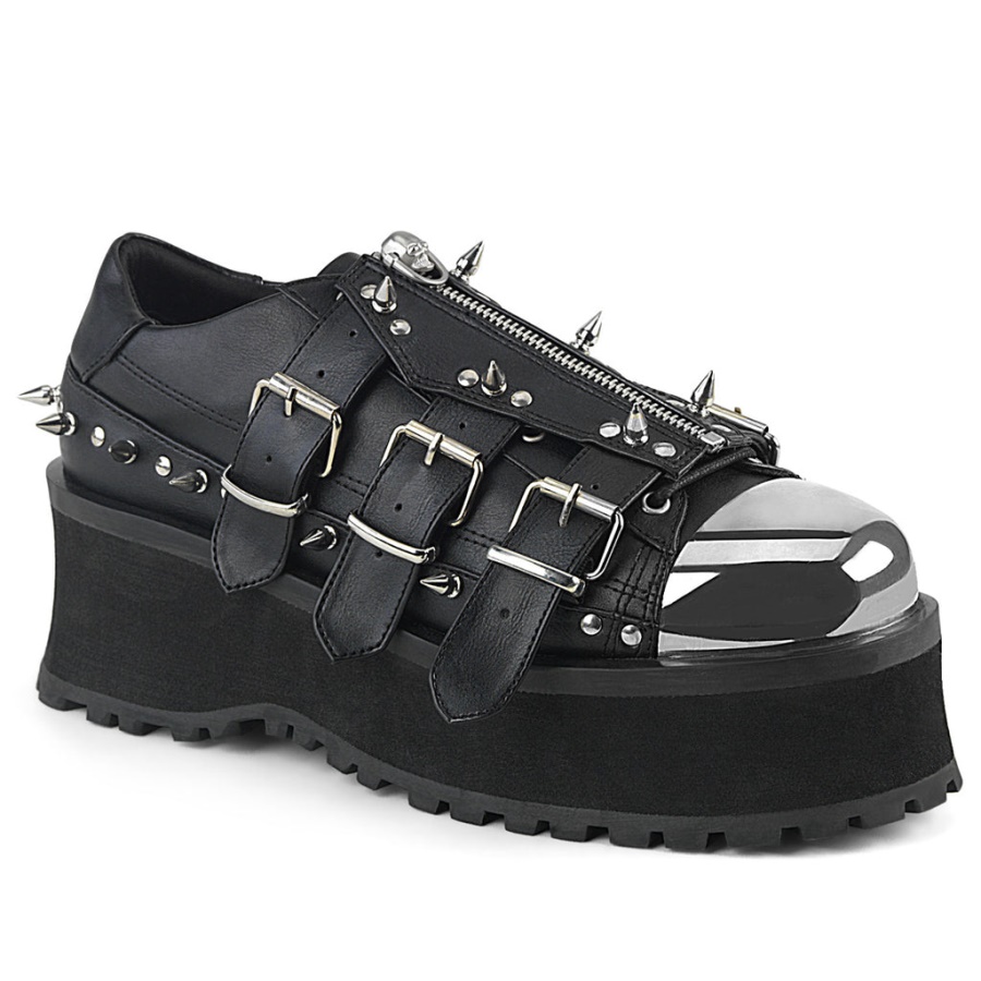 Gravedigger-03 Black Vegan Leather Demonia