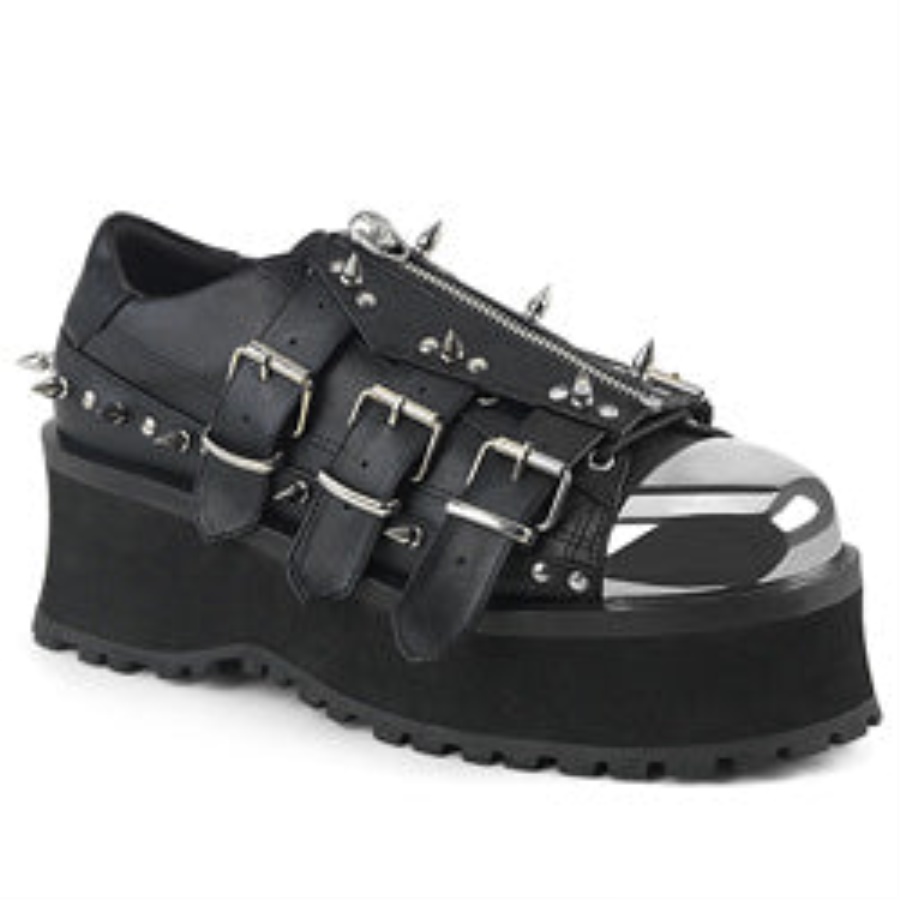 Gravedigger-03 Black Vegan Leather Demonia