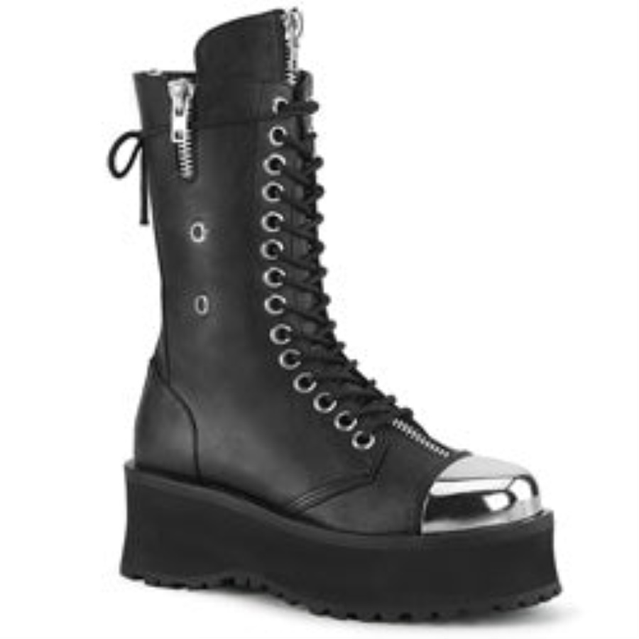 Gravedigger-14 Demonia Black Vegan Leather