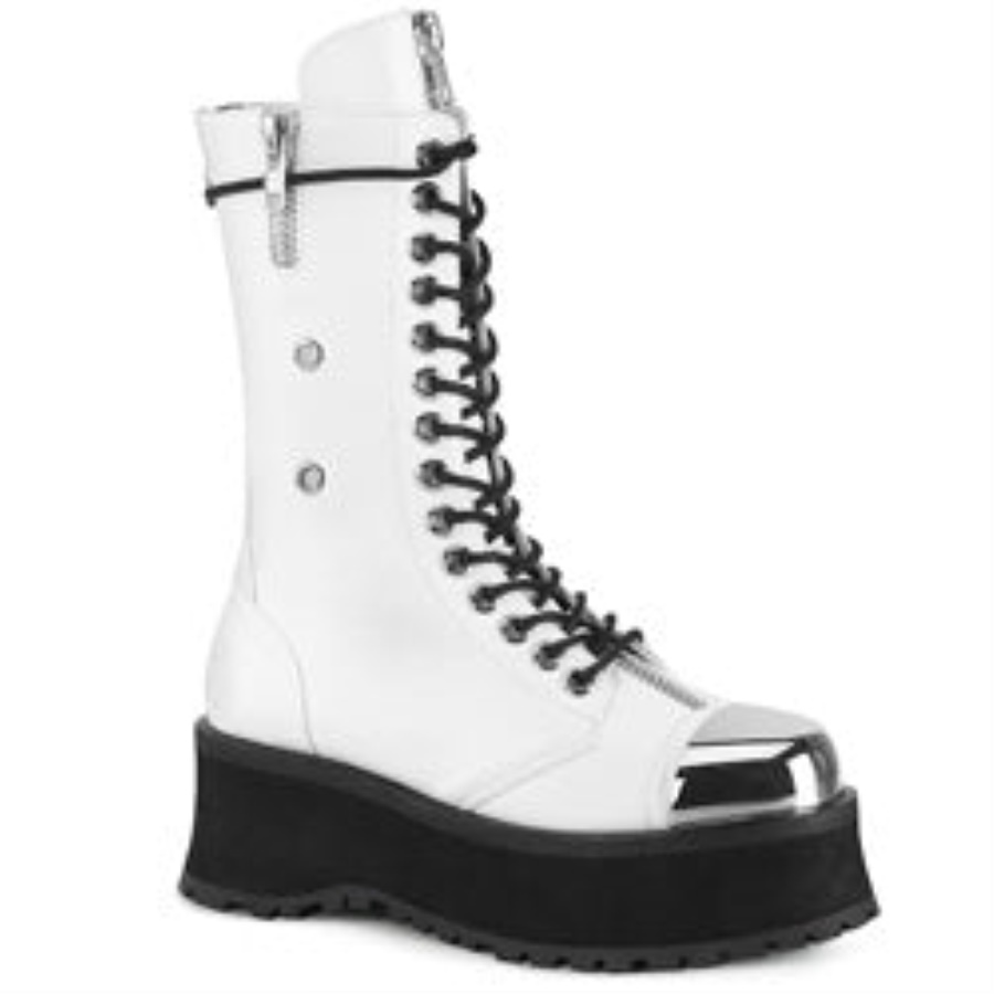 Gravedigger-14 Demonia White Vegan Leather