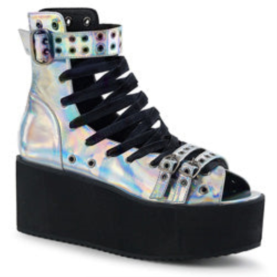 Grip-105 Demonia Silver Hologram Vegan Leather