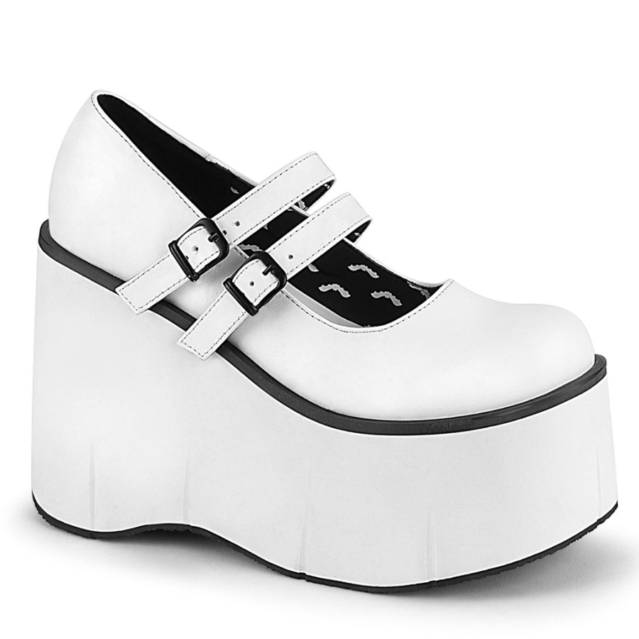 Kera-08 White Vegan Leather Demonia