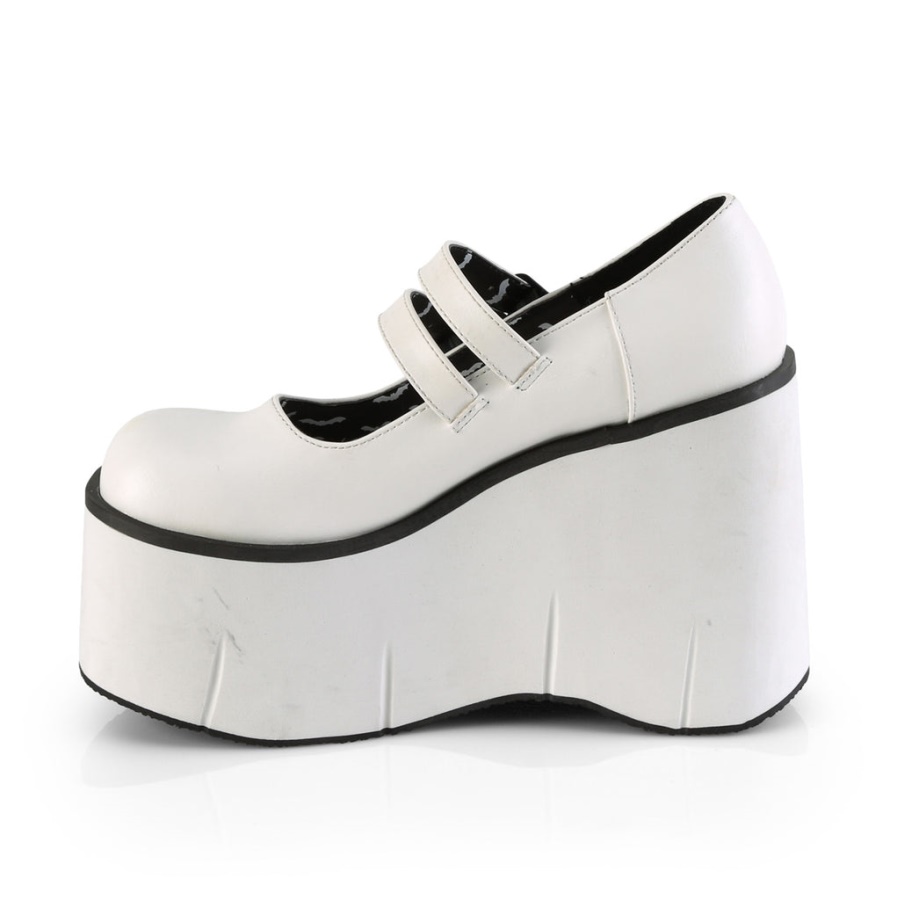 Kera-08 White Vegan Leather Demonia
