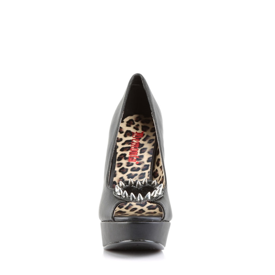 Pixie-17 Black Vegan Leather-Pony Faux Fur Demonia