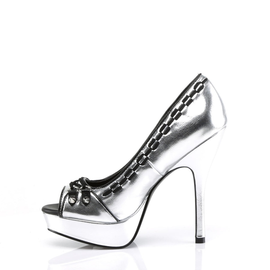 Pixie-18 Demonia Silver Vegan Leather