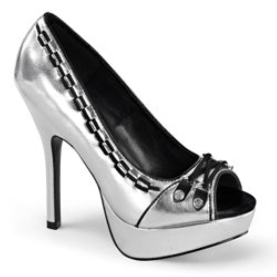 Pixie-18 Demonia Silver Vegan Leather