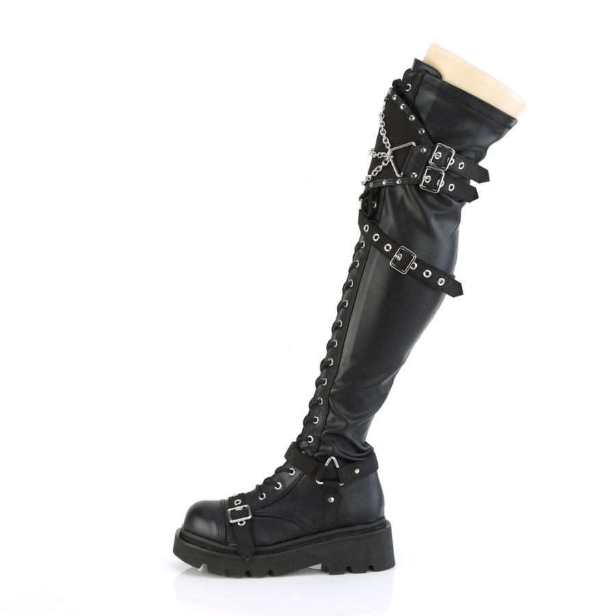 Renegade-320 Black Stretch Vegan Leather Demonia